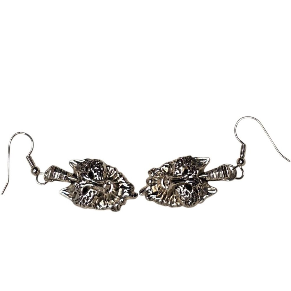 Wolf Head Silver-Tone Dangle Earrings With Hook Closure For Women‎